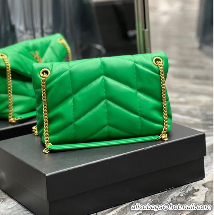 Good Quality Yves Saint Laurent PUFFER SMALL CHAIN BAG IN QUILTED LAMBSKIN 5774761 EMERALD GREEN