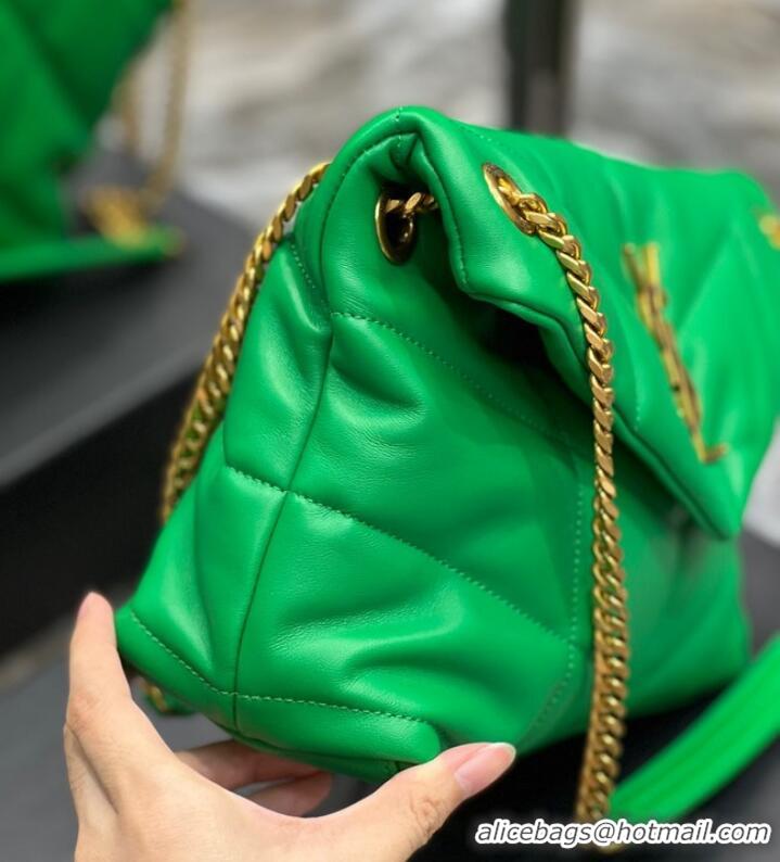 Good Quality Yves Saint Laurent PUFFER SMALL CHAIN BAG IN QUILTED LAMBSKIN 5774761 EMERALD GREEN