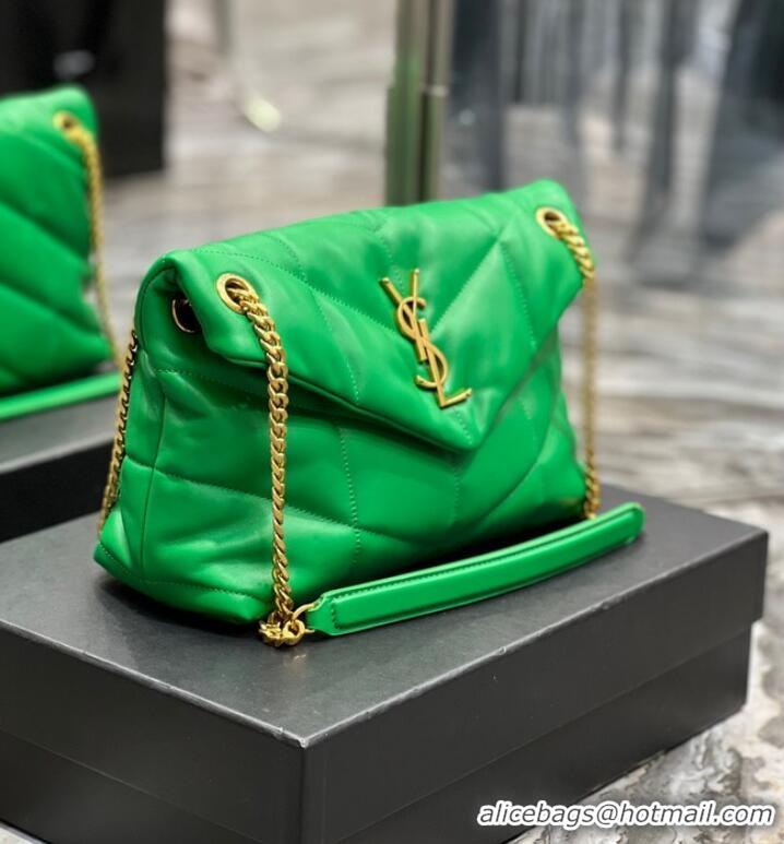 Good Quality Yves Saint Laurent PUFFER SMALL CHAIN BAG IN QUILTED LAMBSKIN 5774761 EMERALD GREEN