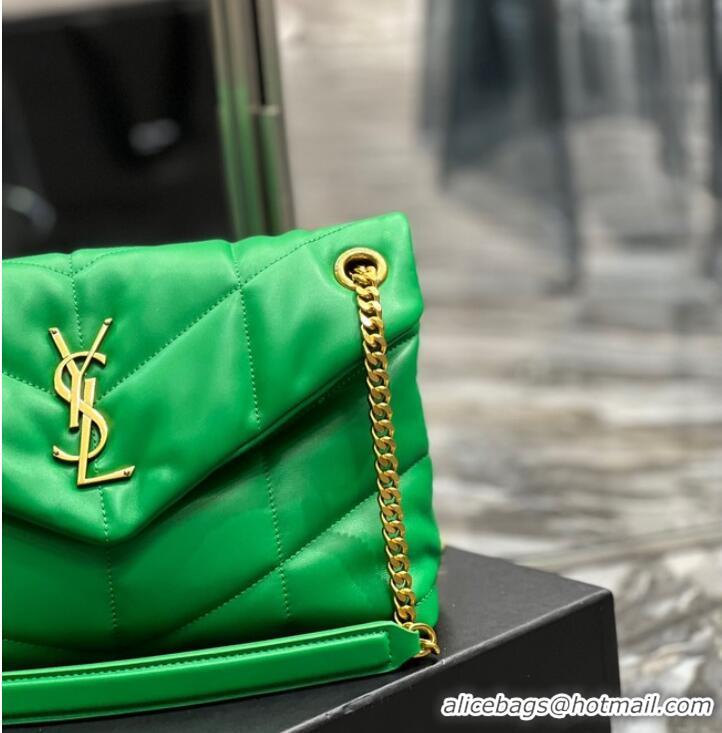 Good Quality Yves Saint Laurent PUFFER SMALL CHAIN BAG IN QUILTED LAMBSKIN 5774761 EMERALD GREEN