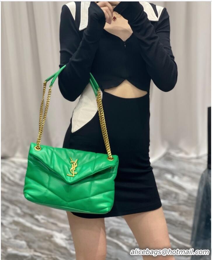 Good Quality Yves Saint Laurent PUFFER SMALL CHAIN BAG IN QUILTED LAMBSKIN 5774761 EMERALD GREEN