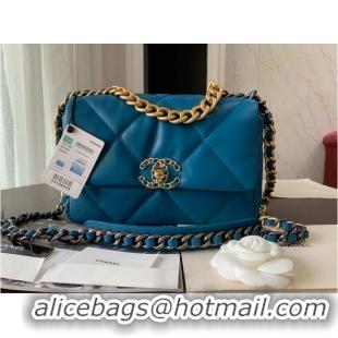 Most Popular CHANEL Original Lambskin 19 Flap Bag AS1160 AS1161 Dark Blue