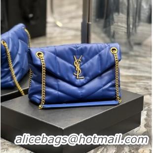 Cheapest Yves Saint Laurent PUFFER SMALL CHAIN BAG IN QUILTED LAMBSKIN 5774761 blue