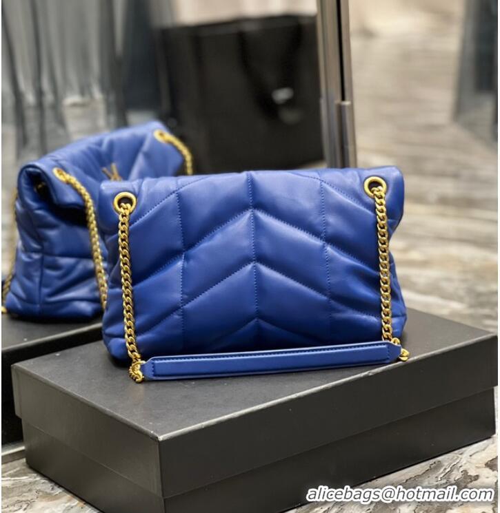 Cheapest Yves Saint Laurent PUFFER SMALL CHAIN BAG IN QUILTED LAMBSKIN 5774761 blue