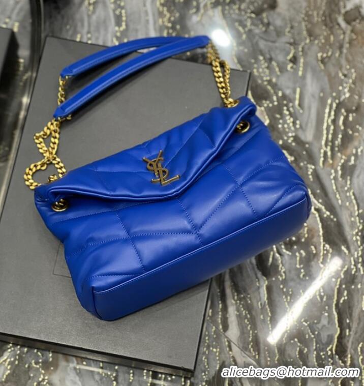 Cheapest Yves Saint Laurent PUFFER SMALL CHAIN BAG IN QUILTED LAMBSKIN 5774761 blue