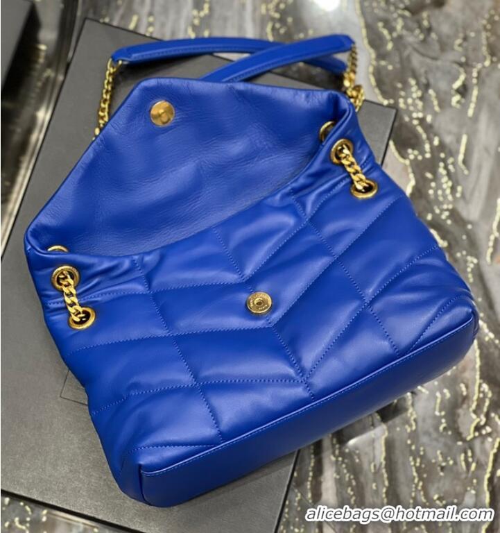 Cheapest Yves Saint Laurent PUFFER SMALL CHAIN BAG IN QUILTED LAMBSKIN 5774761 blue