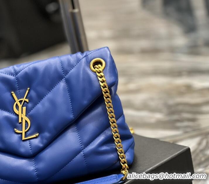 Cheapest Yves Saint Laurent PUFFER SMALL CHAIN BAG IN QUILTED LAMBSKIN 5774761 blue