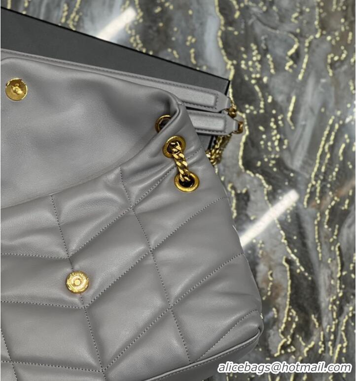 Pretty Style Yves Saint Laurent PUFFER SMALL CHAIN BAG IN QUILTED LAMBSKIN 5774761 gray