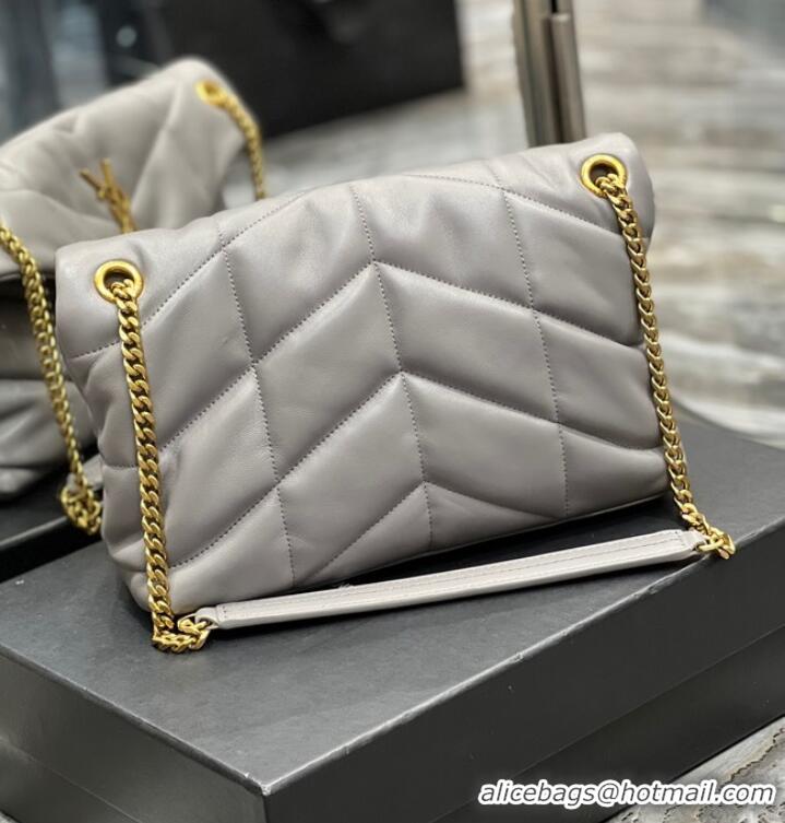 Pretty Style Yves Saint Laurent PUFFER SMALL CHAIN BAG IN QUILTED LAMBSKIN 5774761 gray