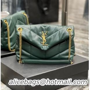 Popular Style Yves Saint Laurent PUFFER SMALL CHAIN BAG IN QUILTED LAMBSKIN 5774761 blackish green