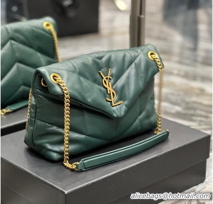 Popular Style Yves Saint Laurent PUFFER SMALL CHAIN BAG IN QUILTED LAMBSKIN 5774761 blackish green