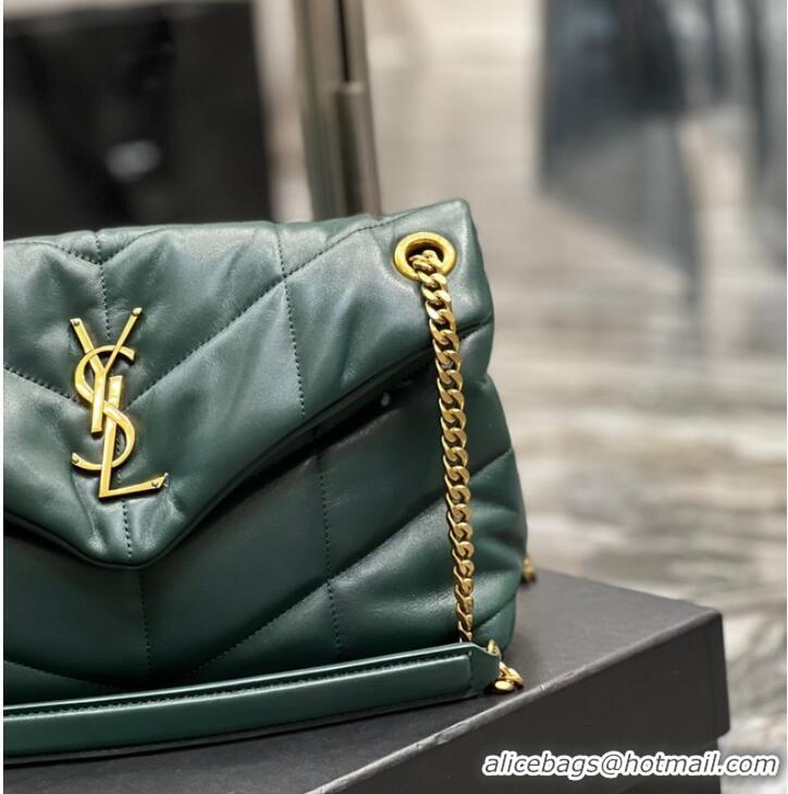 Popular Style Yves Saint Laurent PUFFER SMALL CHAIN BAG IN QUILTED LAMBSKIN 5774761 blackish green