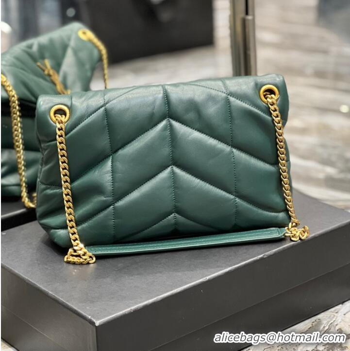 Popular Style Yves Saint Laurent PUFFER SMALL CHAIN BAG IN QUILTED LAMBSKIN 5774761 blackish green