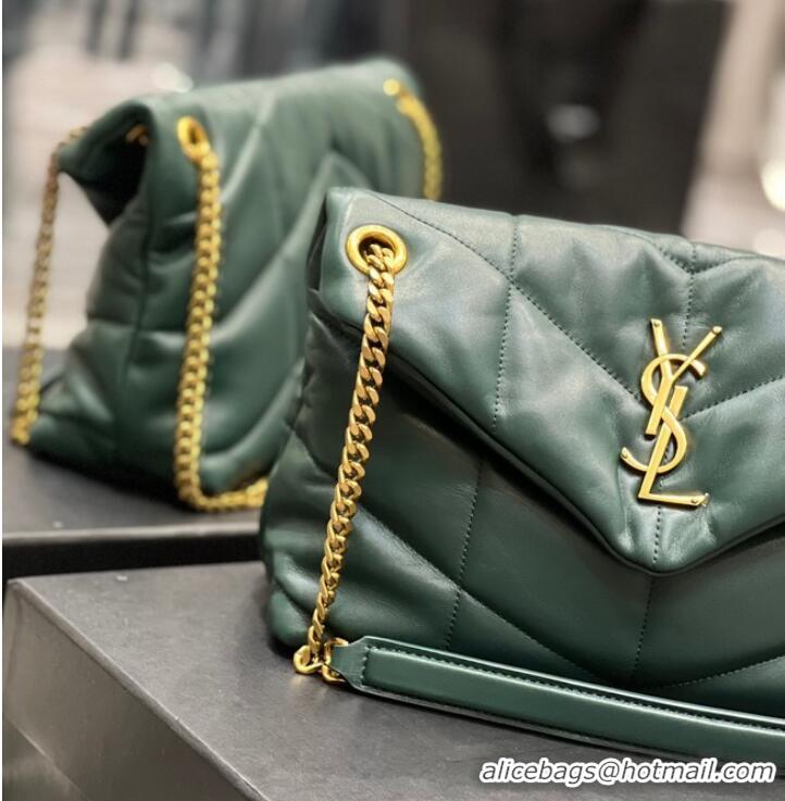 Popular Style Yves Saint Laurent PUFFER SMALL CHAIN BAG IN QUILTED LAMBSKIN 5774761 blackish green