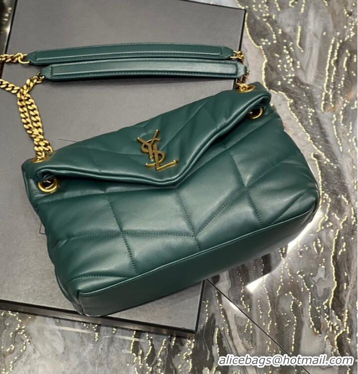 Popular Style Yves Saint Laurent PUFFER SMALL CHAIN BAG IN QUILTED LAMBSKIN 5774761 blackish green