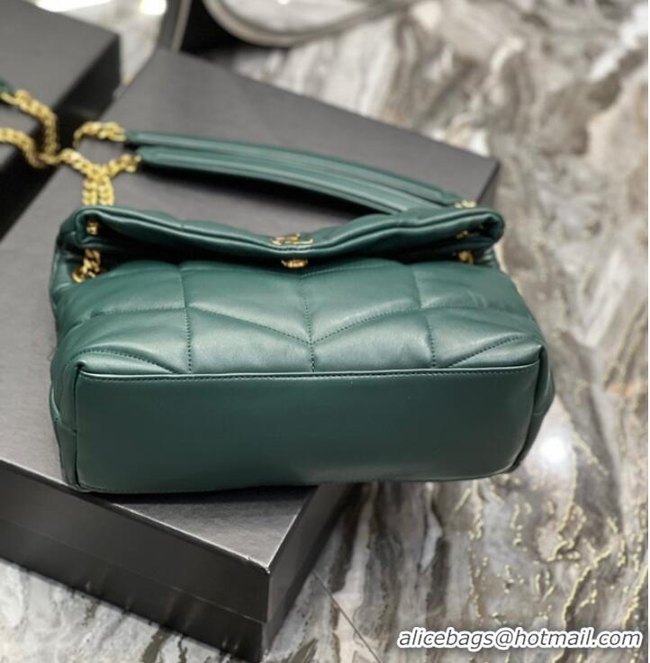 Popular Style Yves Saint Laurent PUFFER SMALL CHAIN BAG IN QUILTED LAMBSKIN 5774761 blackish green