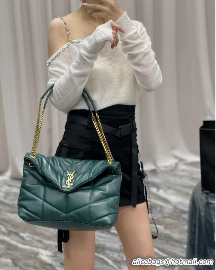 Popular Style Yves Saint Laurent PUFFER SMALL CHAIN BAG IN QUILTED LAMBSKIN 5774761 blackish green