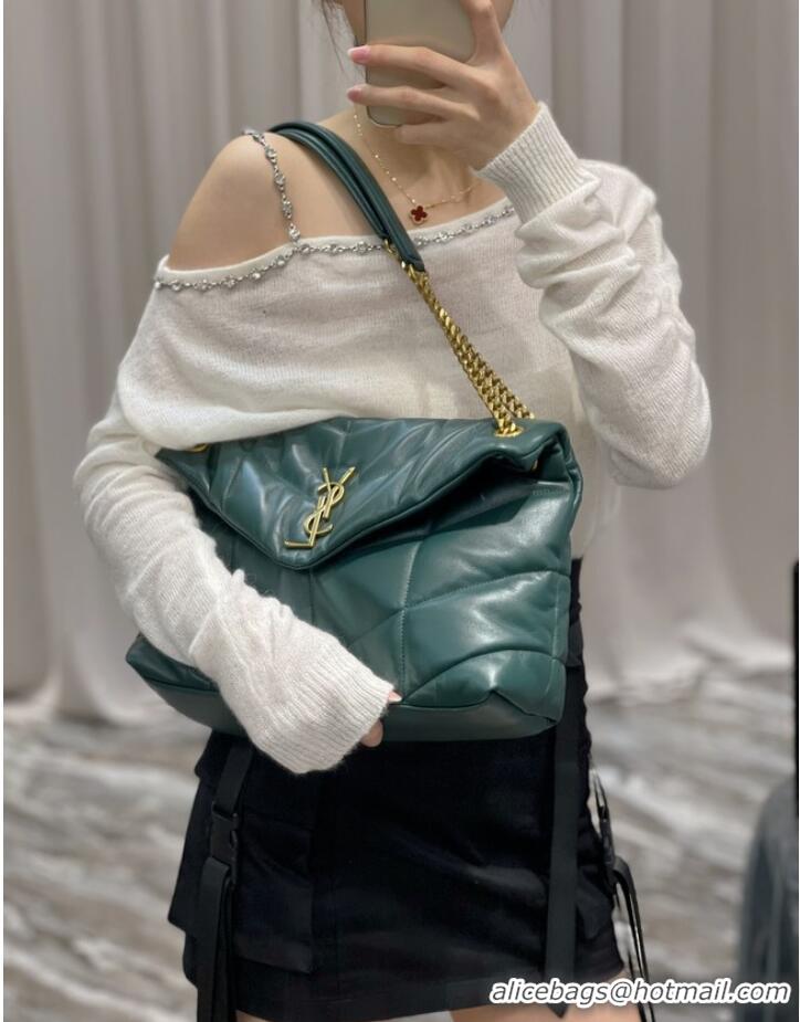 Popular Style Yves Saint Laurent PUFFER SMALL CHAIN BAG IN QUILTED LAMBSKIN 5774761 blackish green