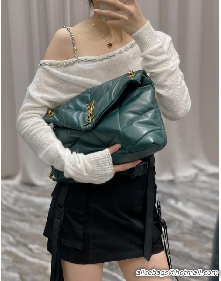 Popular Style Yves Saint Laurent PUFFER SMALL CHAIN BAG IN QUILTED LAMBSKIN 5774761 blackish green