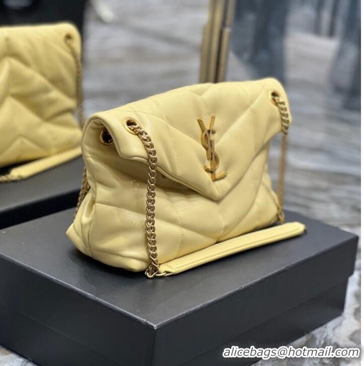 New Design Yves Saint Laurent PUFFER SMALL CHAIN BAG IN QUILTED LAMBSKIN 5774761 yellow