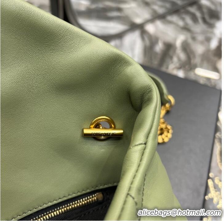 Famous Brand Yves Saint Laurent PUFFER SMALL CHAIN BAG IN QUILTED LAMBSKIN 620333 LIGHT GREEN