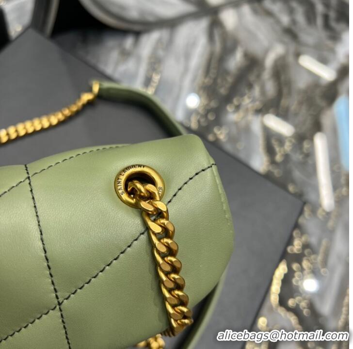 Famous Brand Yves Saint Laurent PUFFER SMALL CHAIN BAG IN QUILTED LAMBSKIN 620333 LIGHT GREEN