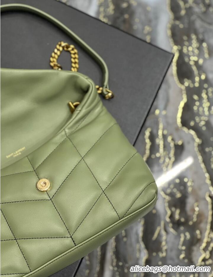 Famous Brand Yves Saint Laurent PUFFER SMALL CHAIN BAG IN QUILTED LAMBSKIN 620333 LIGHT GREEN