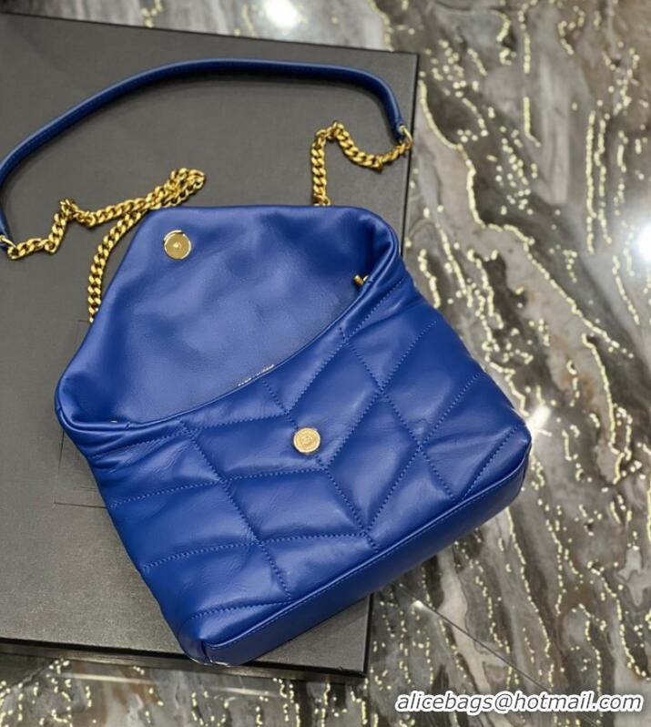 Luxurious Yves Saint Laurent PUFFER SMALL CHAIN BAG IN QUILTED LAMBSKIN 620333 blue