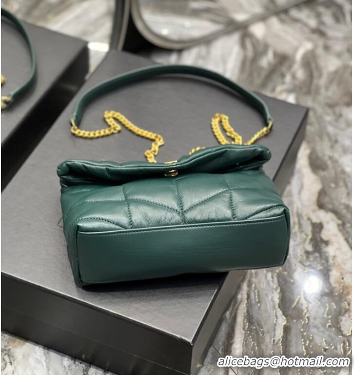 Pretty Style Yves Saint Laurent PUFFER SMALL CHAIN BAG IN QUILTED LAMBSKIN 620333 blackish green