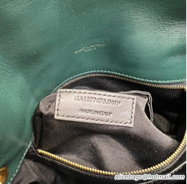 Pretty Style Yves Saint Laurent PUFFER SMALL CHAIN BAG IN QUILTED LAMBSKIN 620333 blackish green