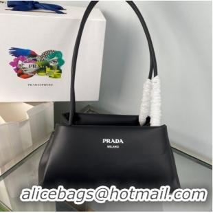 Luxury Discount Prada Leather Triangle bag 1BA368 black