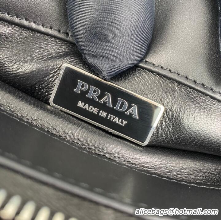 Luxury Discount Prada Leather Triangle bag 1BA368 black