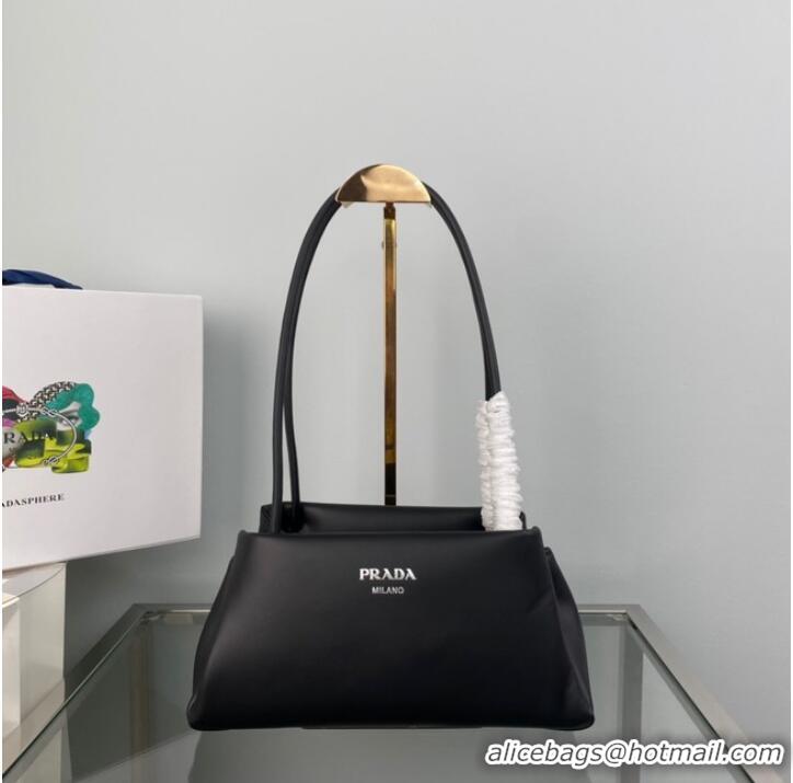 Luxury Discount Prada Leather Triangle bag 1BA368 black