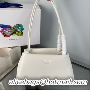 Traditional Discount Prada Leather Triangle bag 1BA368 white