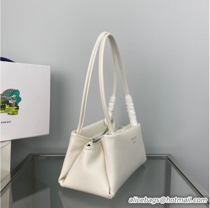 Traditional Discount Prada Leather Triangle bag 1BA368 white