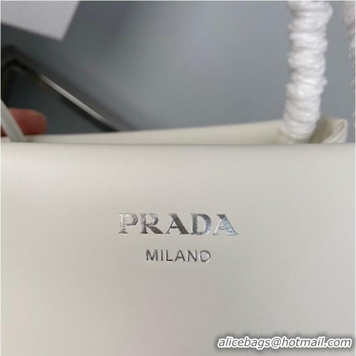 Traditional Discount Prada Leather Triangle bag 1BA368 white