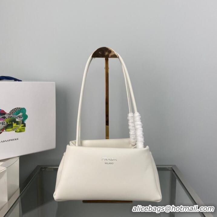 Traditional Discount Prada Leather Triangle bag 1BA368 white