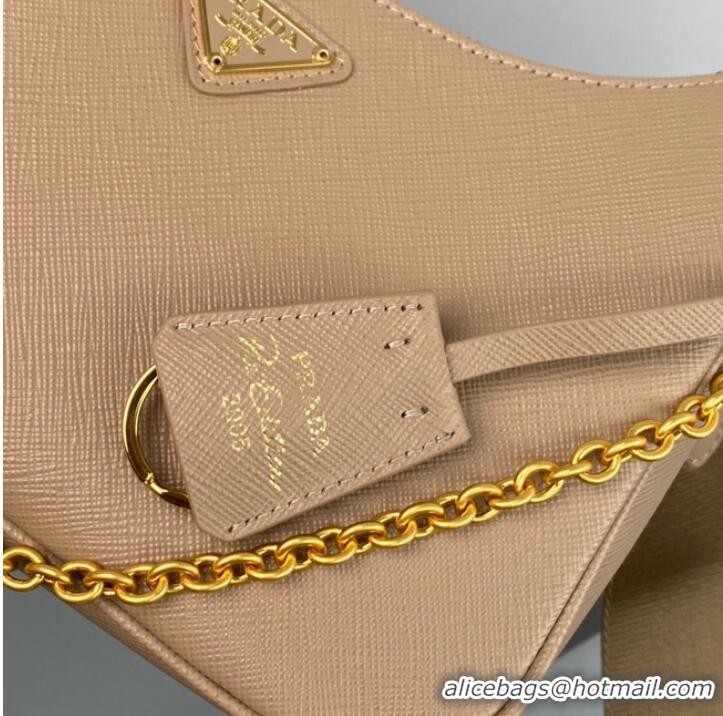 Trendy Design Prada Re-Edition 2005 Saffiano shoulder bag 1BH204 Biscuits