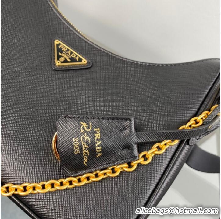 Famous Brand Prada Re-Edition 2005 Saffiano shoulder bag 1BH204 black