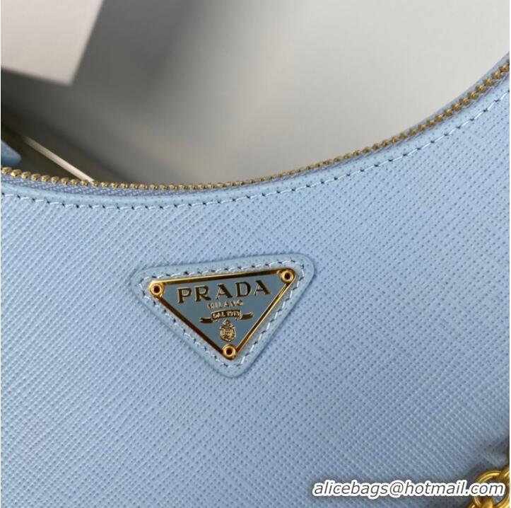 Luxury Cheap Prada Re-Edition 2005 Saffiano shoulder bag 1BH204 sky blue