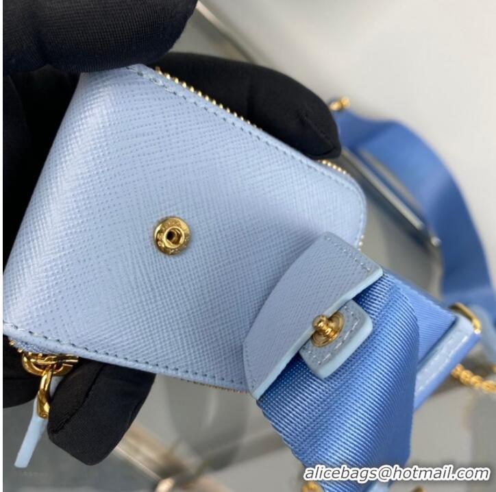 Luxury Cheap Prada Re-Edition 2005 Saffiano shoulder bag 1BH204 sky blue