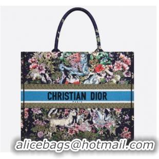 Best Quality MEDIUM DIOR BOOK TOTE Blue Multicolor D-Constellation Embroidery M1296ZRUV-5