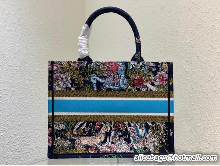 Best Quality MEDIUM DIOR BOOK TOTE Blue Multicolor D-Constellation Embroidery M1296ZRUV-5