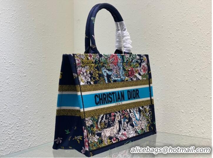 Best Quality MEDIUM DIOR BOOK TOTE Blue Multicolor D-Constellation Embroidery M1296ZRUV-5