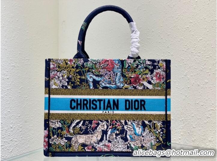 Best Quality MEDIUM DIOR BOOK TOTE Blue Multicolor D-Constellation Embroidery M1296ZRUV-5