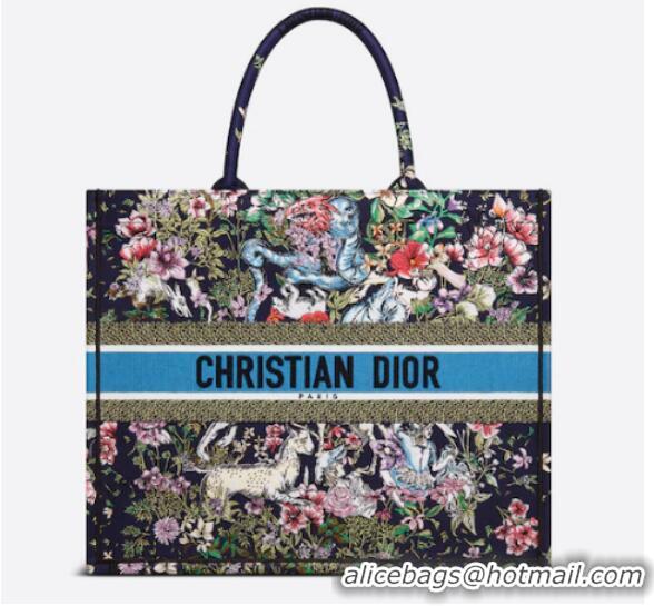 Best Quality MEDIUM DIOR BOOK TOTE Blue Multicolor D-Constellation Embroidery M1296ZRUV-5