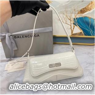 Trendy Design Balenciaga LINDSAY CROCODILE EMBOSSED SMALL SHOULDER BAG WITH STRAP 6009 white