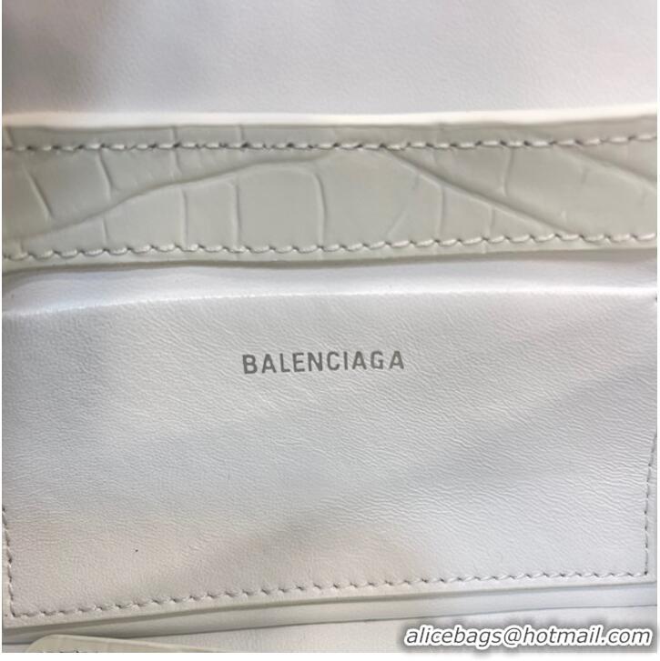 Trendy Design Balenciaga LINDSAY CROCODILE EMBOSSED SMALL SHOULDER BAG WITH STRAP 6009 white