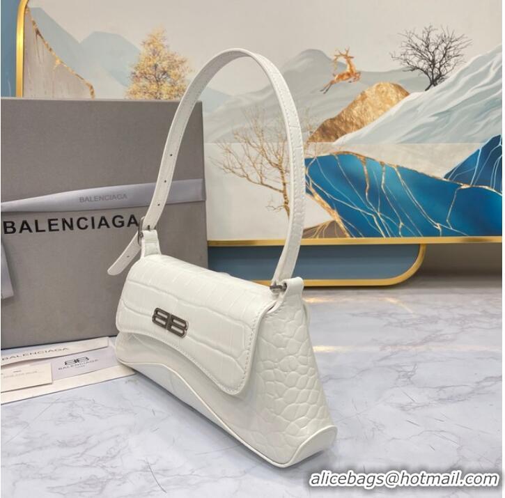 Trendy Design Balenciaga LINDSAY CROCODILE EMBOSSED SMALL SHOULDER BAG WITH STRAP 6009 white