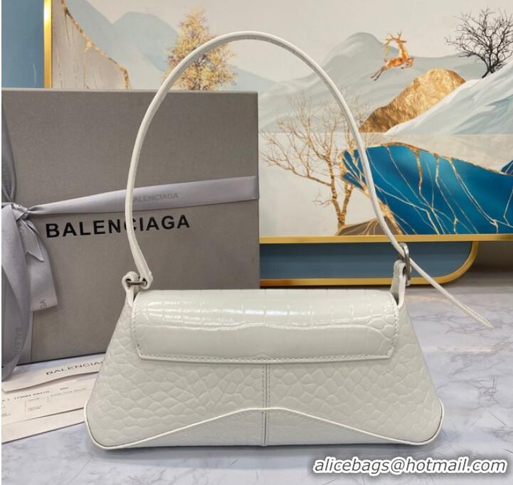 Trendy Design Balenciaga LINDSAY CROCODILE EMBOSSED SMALL SHOULDER BAG WITH STRAP 6009 white